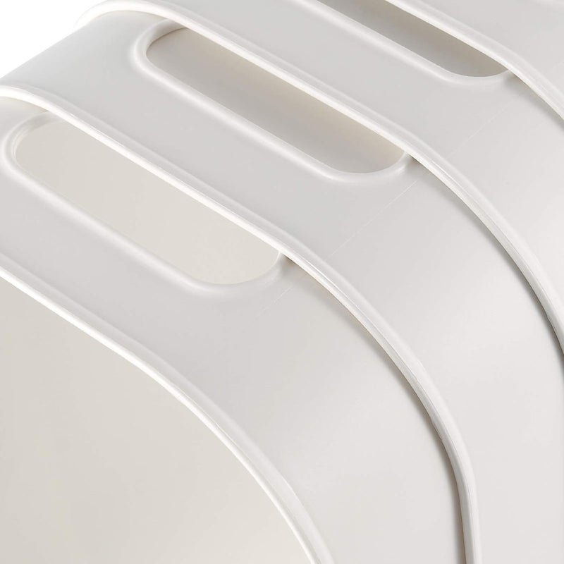 Eworld 26x18x10cm Plastic Storage Bins with Handles – White Stackable Pantry Organizer Containers for Kitchen, Bathroom & Office (Pack of 6, 8, 10, 12 & 20) - Image 2